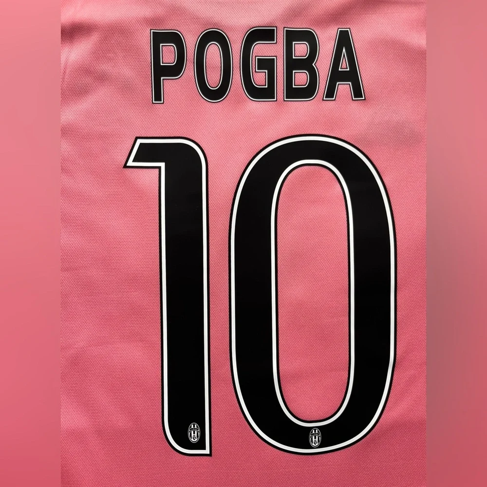 Pogba #10 2015 Longsleeve Juventus Pink Retro Soccer Jersey - Picture 2 of 6